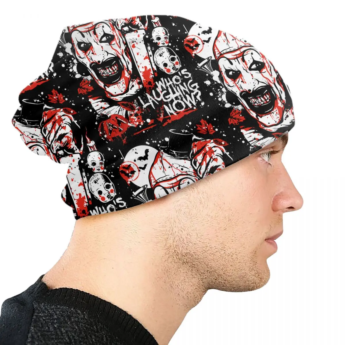 Personalizado retro t-terrifiers halloween crânios gorros bonés para homens mulheres streetwear inverno quente malha chapéu adulto filme bonnet chapéus