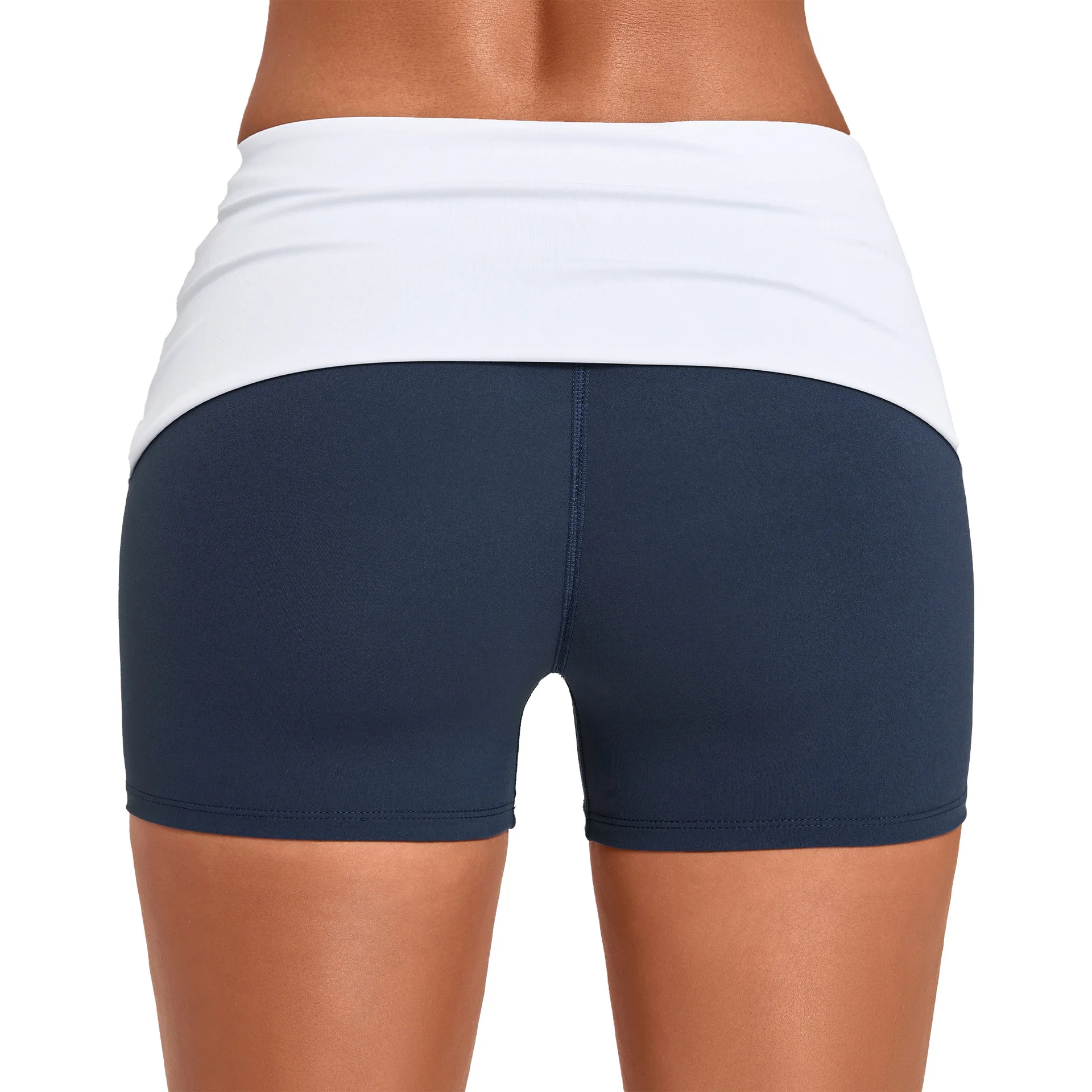 Summer Women Fitness Workout Shorts Yoga Shorts Fold Over High Waist Lift Butt Fitness Shorts Women Running Push Up Gym Shorts