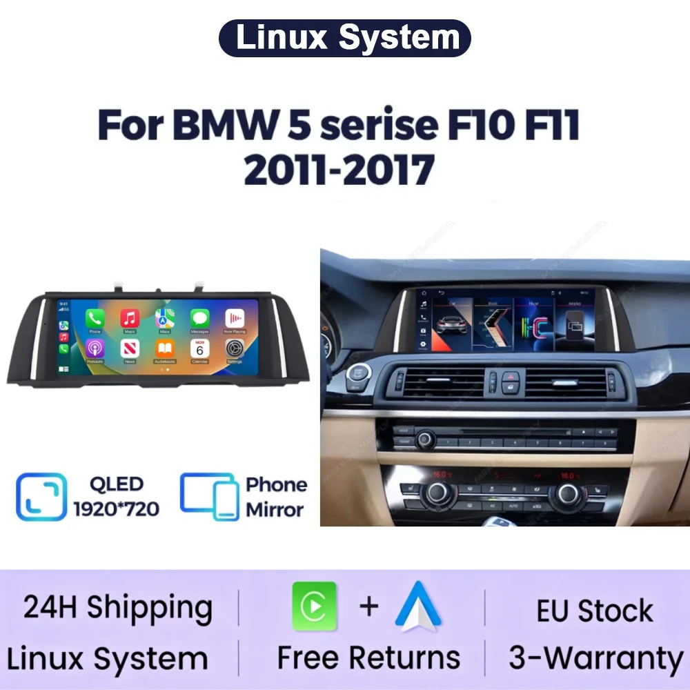    Neues 10,25-Zoll-Liunx-System Intelligentes Autosystem für BMW 5er Serie F10 F11 CIC NBT Autoradio Stereo Multimedia-Player GPS-Navigation Android Auto Wireless CarPlay BT WIFI Beibehaltung des