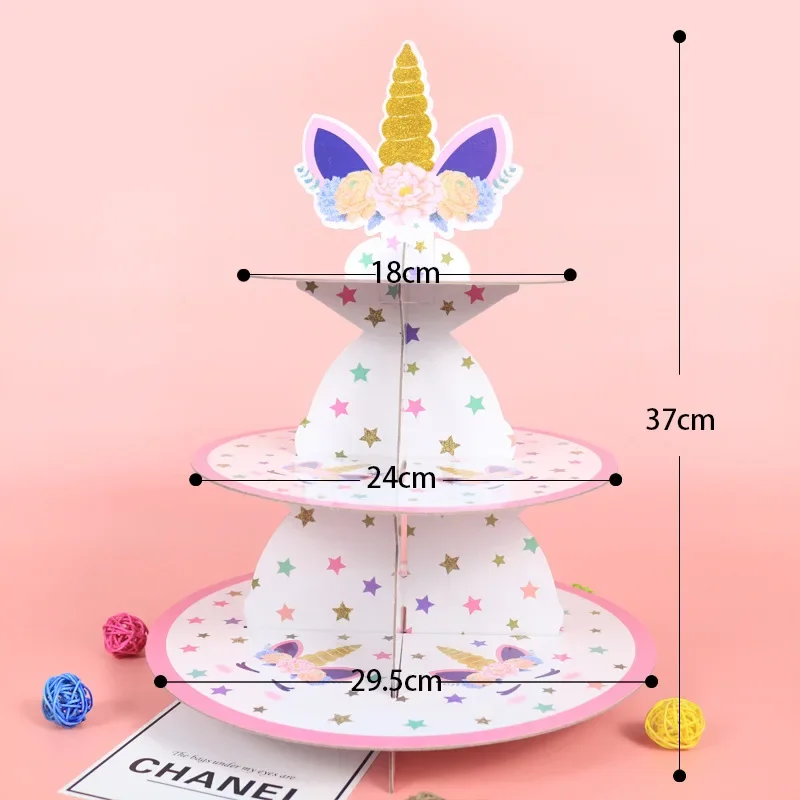 3-layer cardboard cake stand unicorn/shark mini cake stand reusable kids birthday baby shower party supplies dessert stand