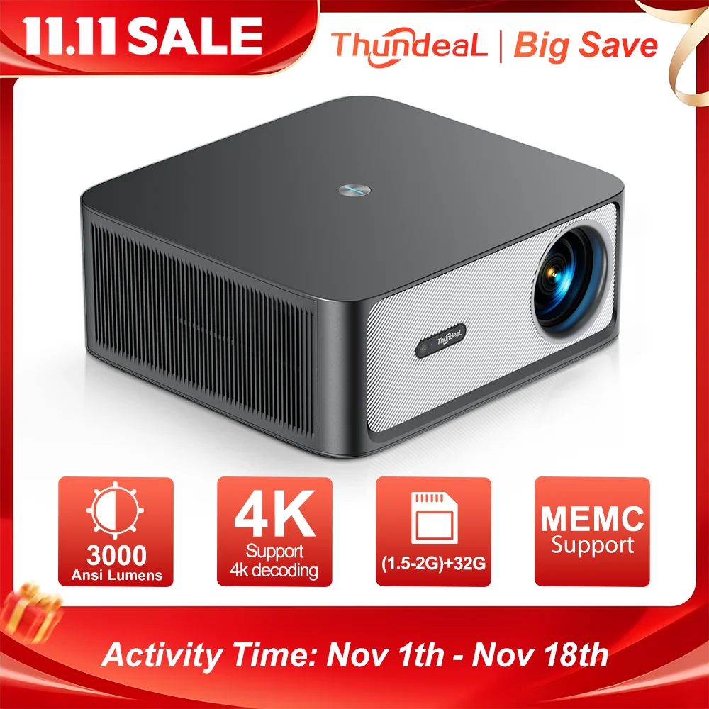 ThundeaL TD98Pro 2K 4K Full HD 1080P Portable Projector Auto Focus Android WiFi Home Cinema Outdoor Game 3D Video Beam Projector