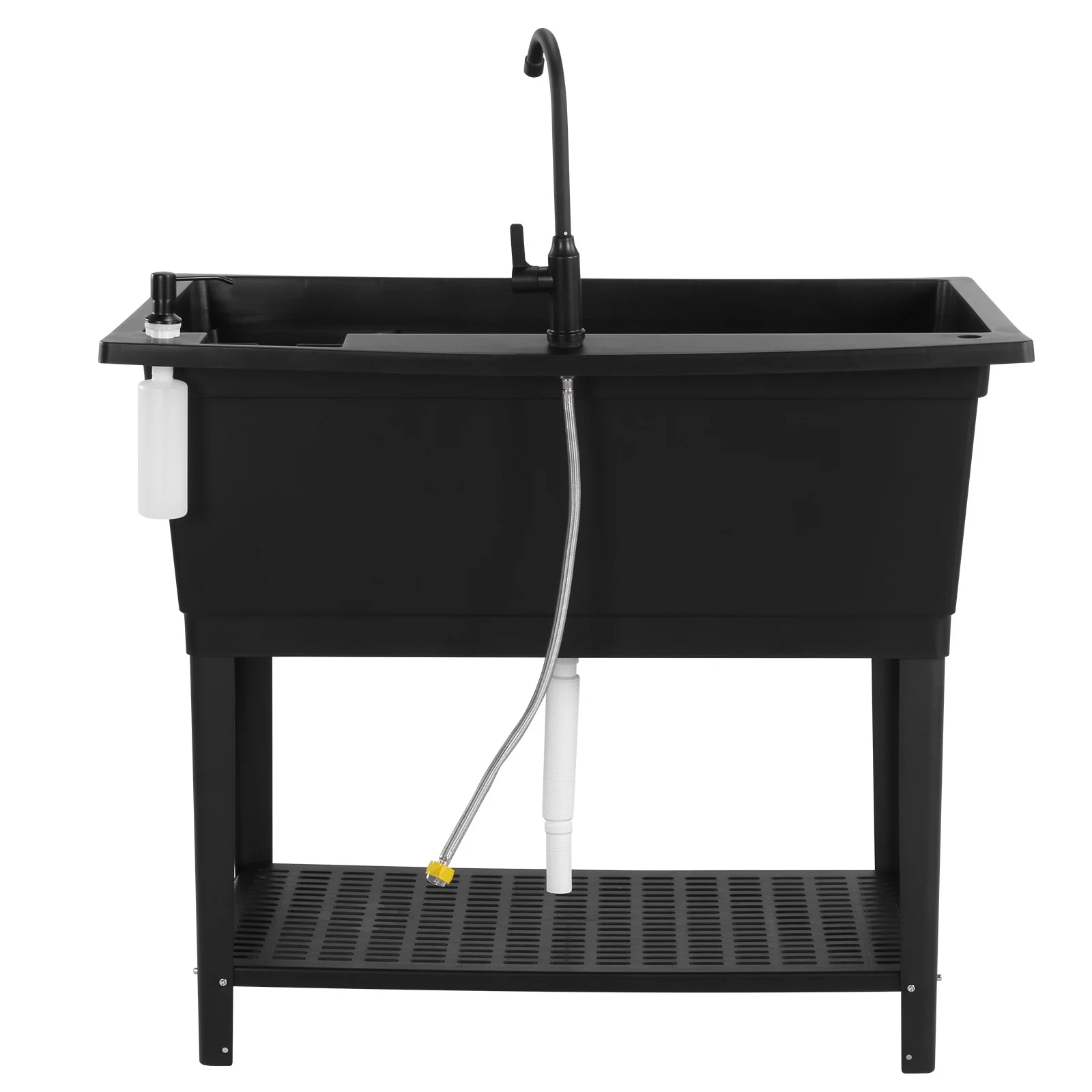 

Freestanding Plastic Laundry Sink with Stainless Steel Faucet Soap Dispenser Laundry Tub for Washing Room Backyard Garden