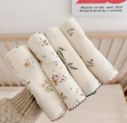 Newborn Baby Blanket 2 Layers Muslin Swaddle Wrap Blankets For Boys Girl Cotton Soft Receiving Blanket For Bed Crib Quilts Stuff