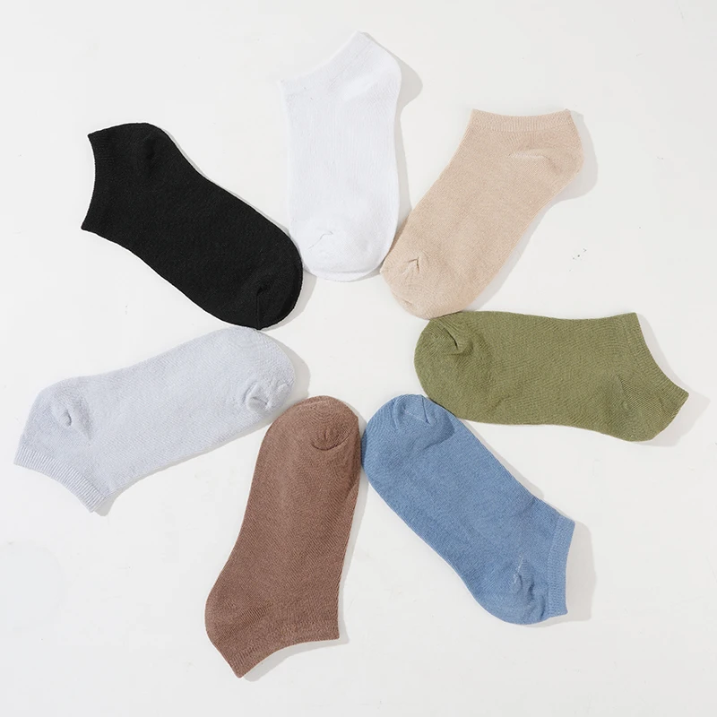 Men\'s Polyester Cotton Low Cut Boat Ankle Socks Sweat-absorbing Solid Color Breathable Waisted Shallow Summer Socks