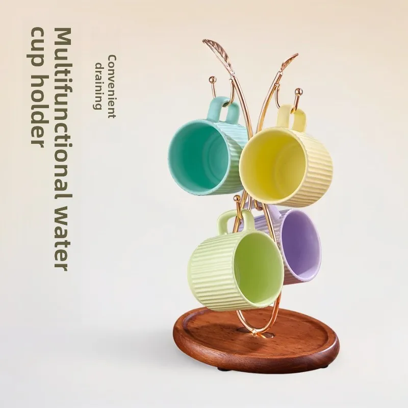 Stylish and Creative Cup Holder | Multifunctional Cup Stand with Drip Tray, Inverted Storage, Kitchen Key Holder Rack