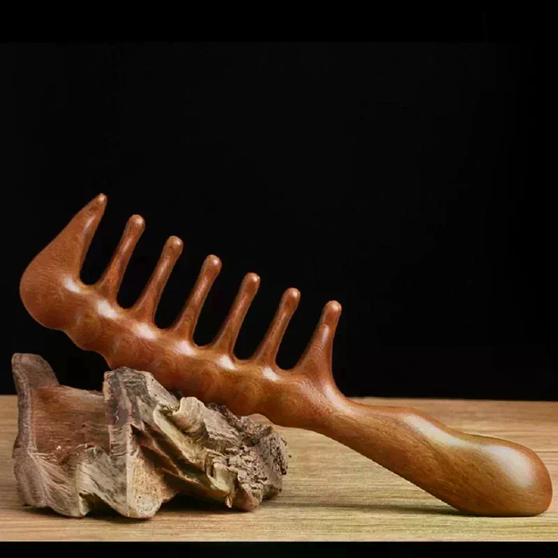 Natural Sandalwood Hair Combs Anti-Static Wooden Comb Massager Long Wide Tooth Detangle Sandalwood Comb Hair Care Household Gift