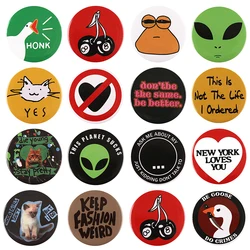 44mm Tinplate Pin Custom Goose Frog Cat Anime 80's Old-school Alien Brooch Funny Meme Bag Collar Badge Jewelry Gift Friends