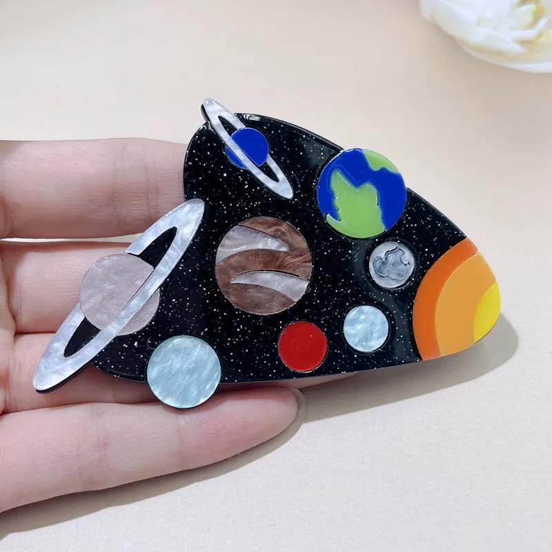 fashion creative planet acrylic brooch personalized badge pins