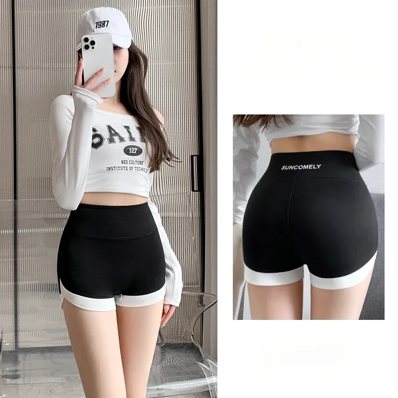 Pants Shorts with Contrast Color Safety Pants for Women's Hip Lift Outwear Thin Fit Suitable for Sports Underlay