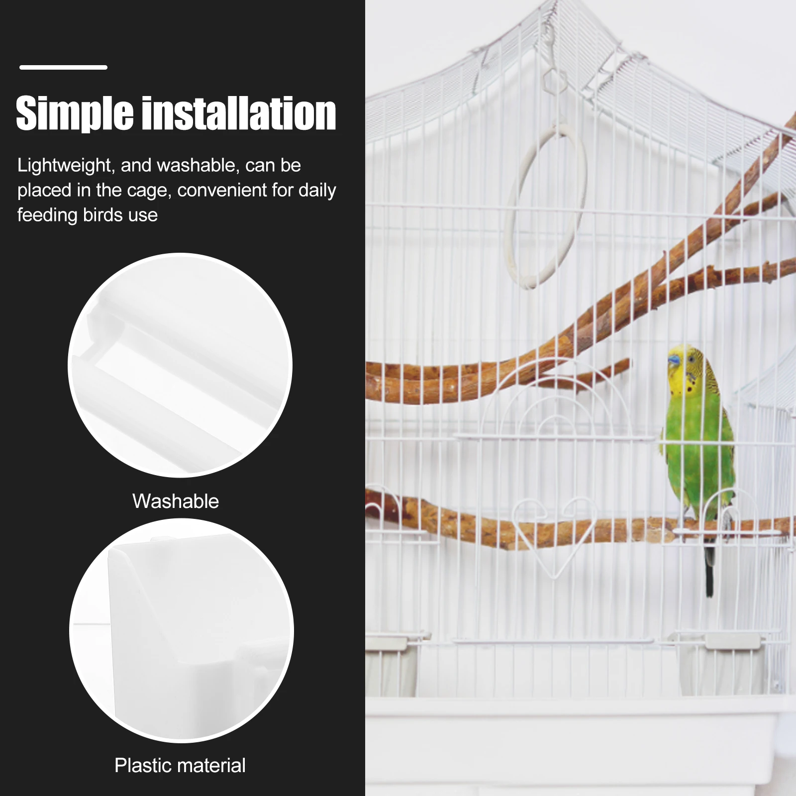 

Automatic Bird Feeder Parrot Water Cup Cage Plastic Household Pigeon Wear Resistant Lightweight Washable Large Capacity Pet