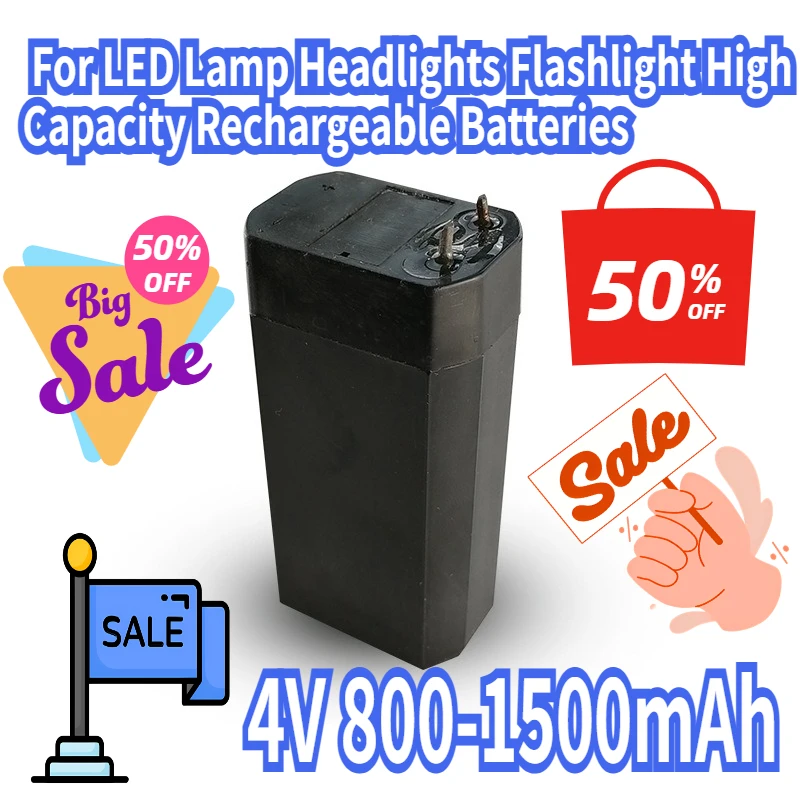 

4V For LED Lamp Headlights Flashlight High Capacity Rechargeable Batt 800-1500mAh Lead Acid Batteries