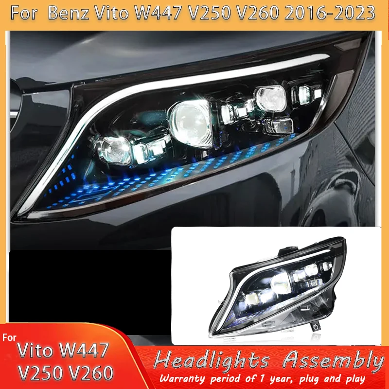 Suitable for 16-24 Mercedes-Benz vito headlight assembly modification S-class model LED daytime running lights streaming steerin