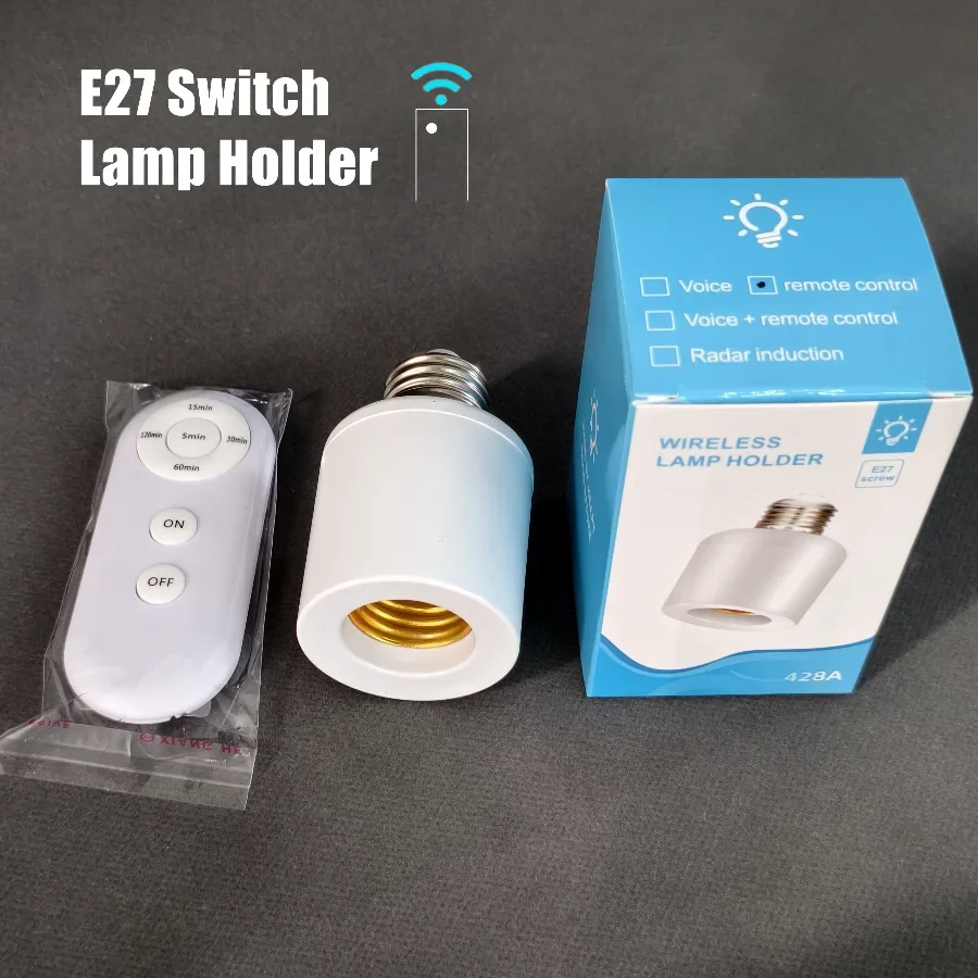 E27/E26 Wireless Remote Control Smart Timer Switch Lamp Holder 110V 220V House Multi Light Switch Baby Room Bedroom Timer Switch
