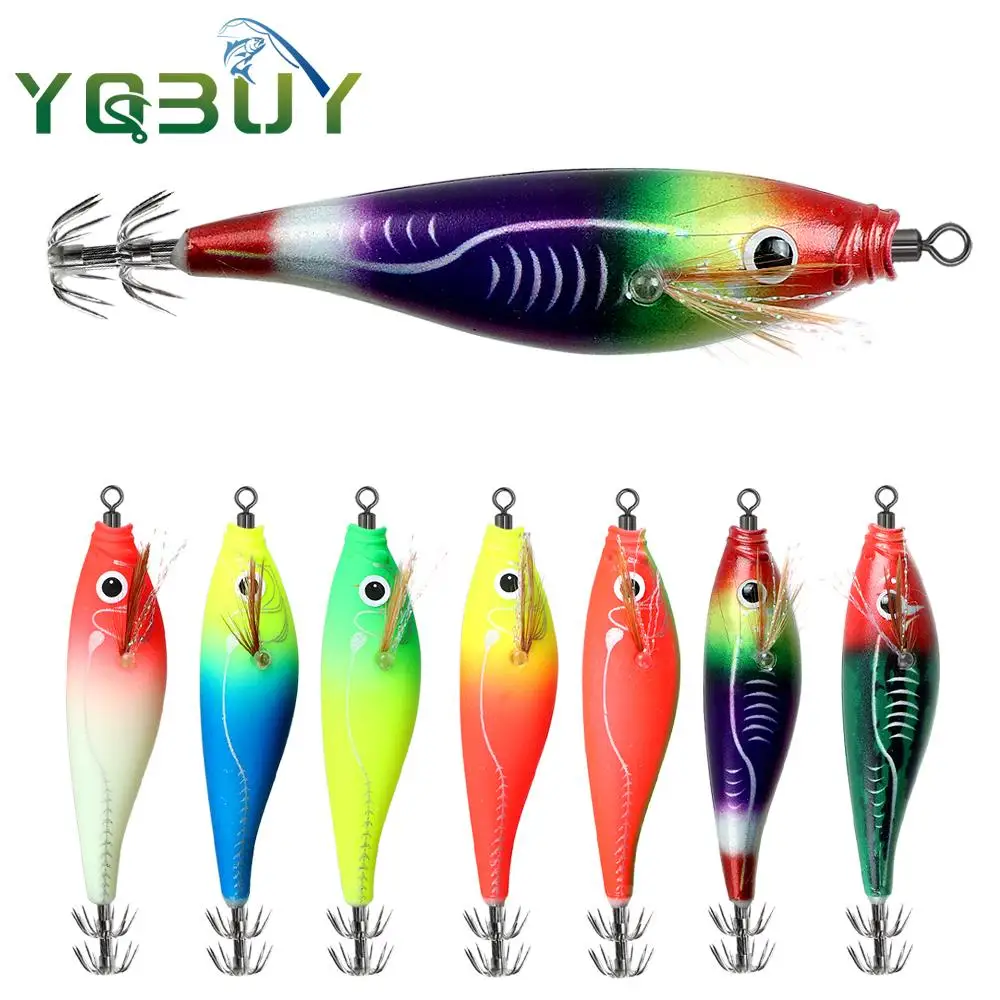 10cm/10g Fishing Squid Jig Lure Shrimp Full Body Luminous Glow in Dark Fish Bait Tackle for Cuttlefish Octopus