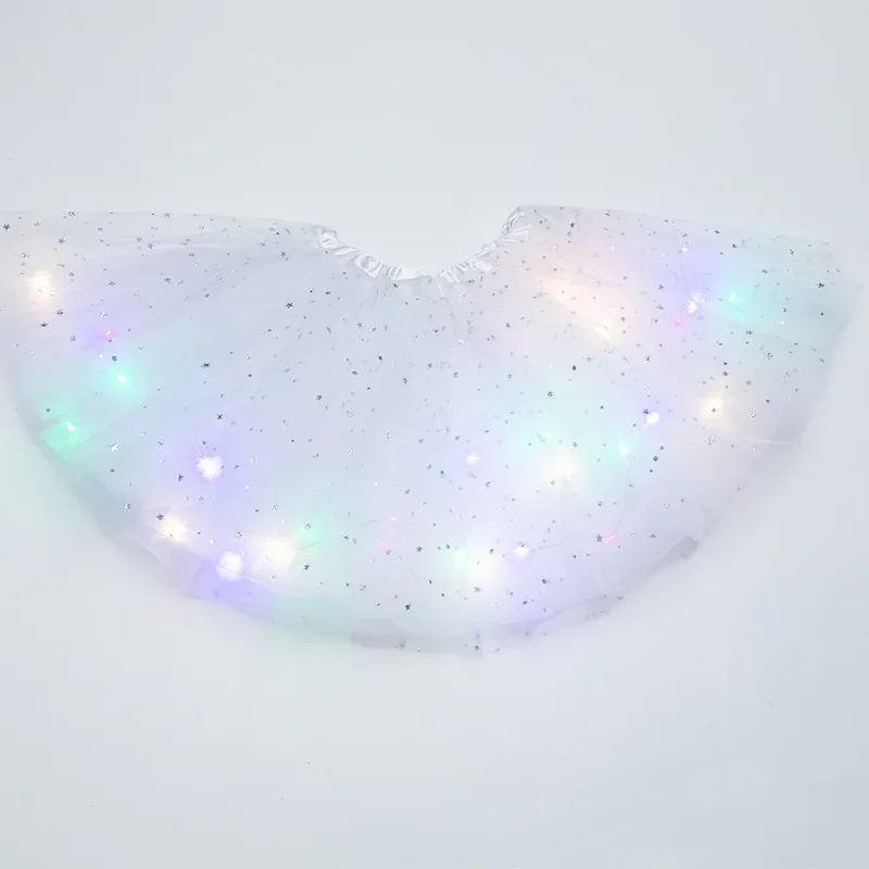 미니 스커트 LED 빛나는 빛 여성 Tulle 스타 스커트 짧은 투투 미니 스커트 성인 멋진 발레 댄스웨어 파티 의상 볼 가운