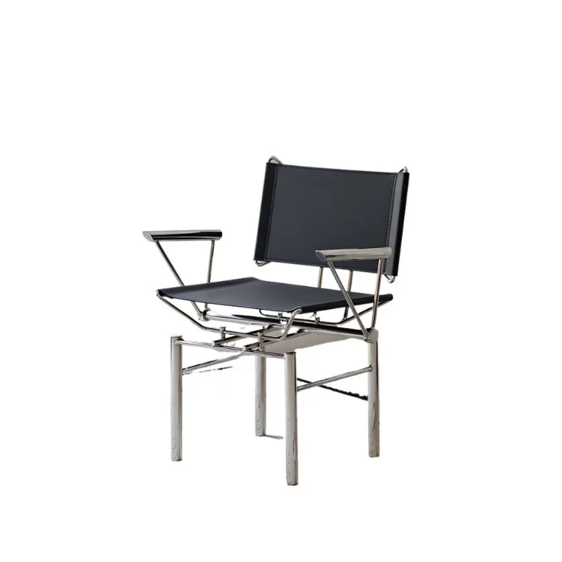 

Medieval Designer Chair Italian Metal Armchair Bauhaus Leisure Saddle Leather Dining Backrest