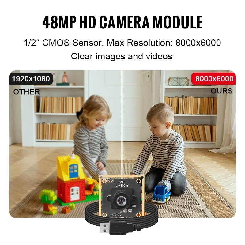 New 48MP Imx586 8K Ultra HD USB Camera Module 8mm 45degree Distortionless 8000x6000 UVC 1/2 CMOS Image File Recognition