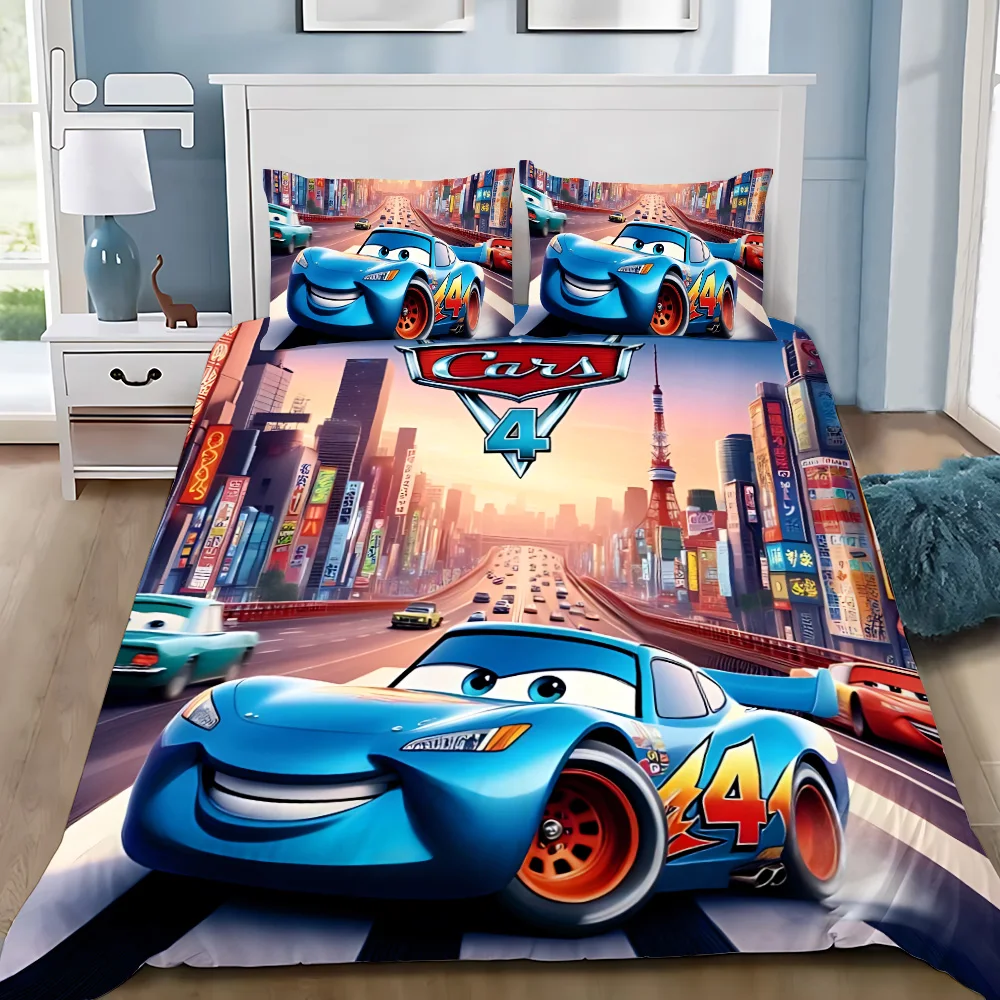 Duvet Cover Pillowcase Bedding Set Lightning McQueens Car Adult Boy Girl Bedroom Decoration Children Single Double Large Size