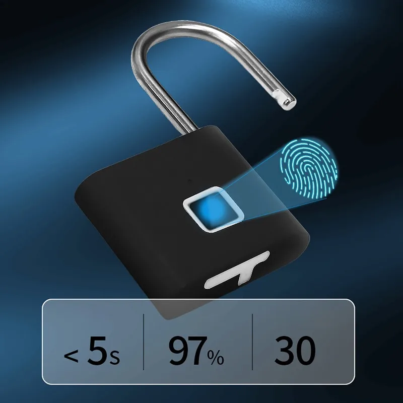 Portable Intelligent Padlock Fingerprint Unlock Outdoor Waterproof & Rust-Resistant Electronic Door and Cabinet Anti-Theft Lock