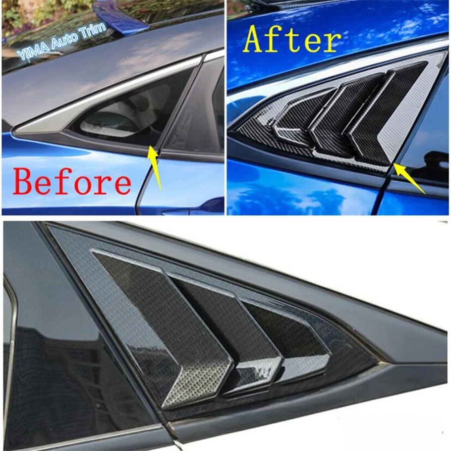 

Auto Rear Door Window Vent Louvers Scoop Cover Trim ABS Accessories For Honda Civic Sedan 2016 - 2019 Black / Carbon Fiber Look