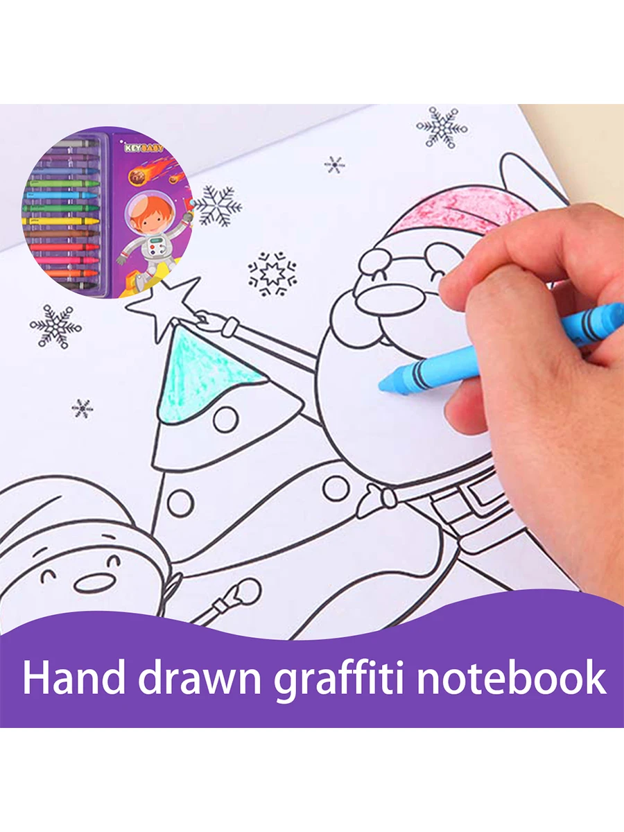 مجموعة كتب تلوين للأطفال مكونة من 30 صفحة مع قلم تلوين ملون لعيد الميلاد/الهالوين/الحيوان/إصدار الفضاء