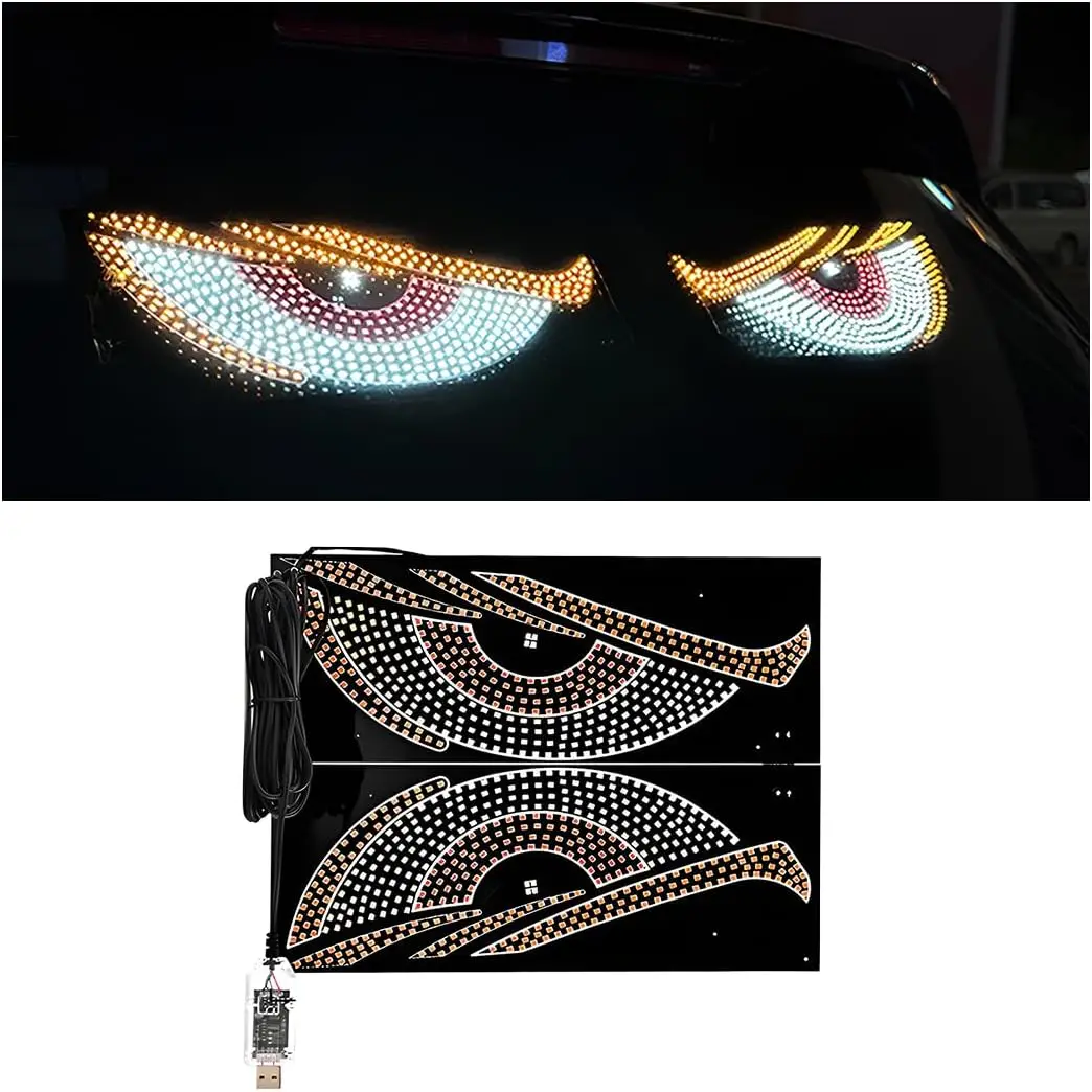 

2PCS Devil Eyes Light Dynamic Vehicle Windshield Digital LED Sign Display LED Matrix Pixel Panel Evil Eyes for Cars Windshield