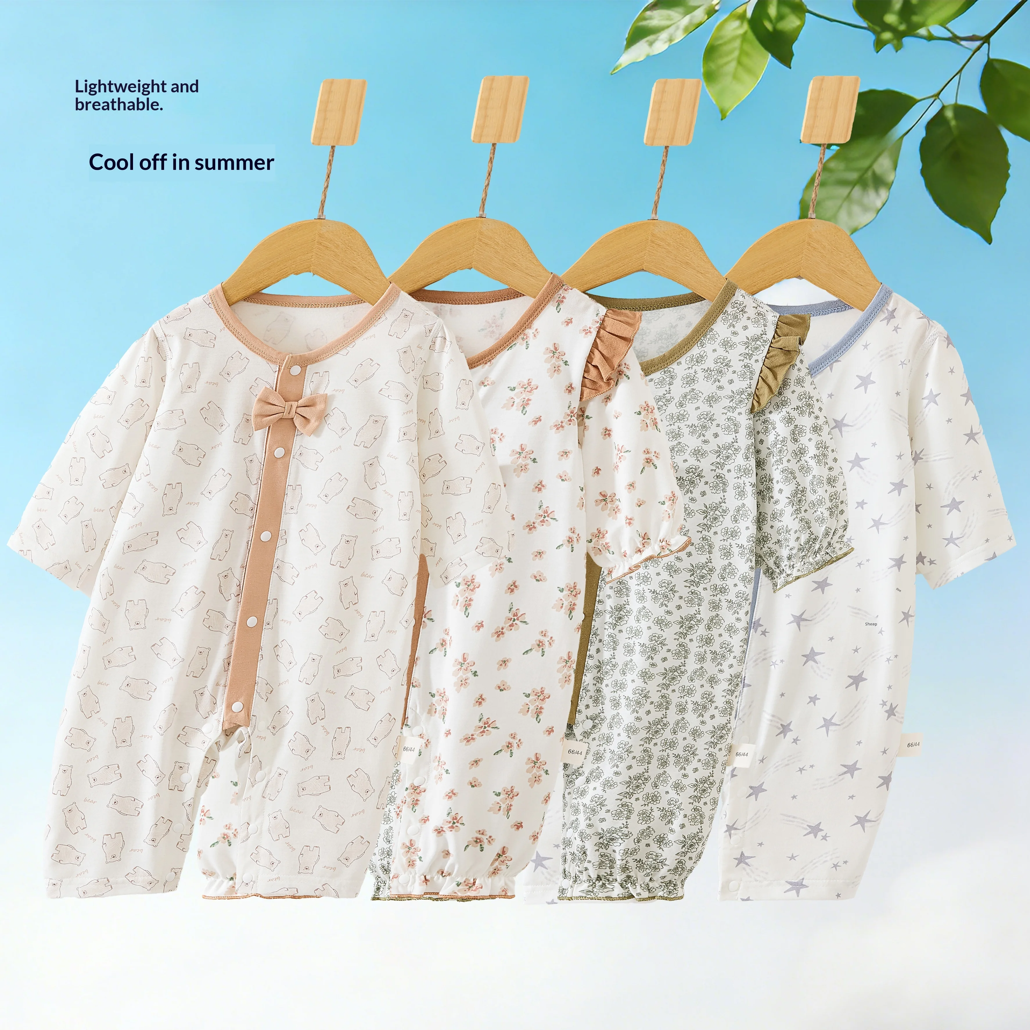 

Summer Long Sleeve Thin Cool Sensation Air Conditioner Suit for Babies Skin-Tight Romper Crawling Suit Infant Toddler Clothing