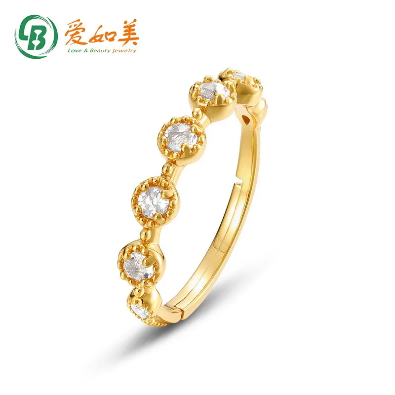 

Simple White Crystal Ring for Women, Retro and Exquisite 18K Gold PT950 Platinum Silver Plated 7-layer Gold Ring