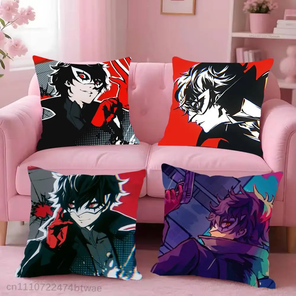 P-Persona 5 Joker Amamiya Ren Pillow Case For Living Room Bedroom Hotel Pattern Printed Cushion Cover Decorations and Protector