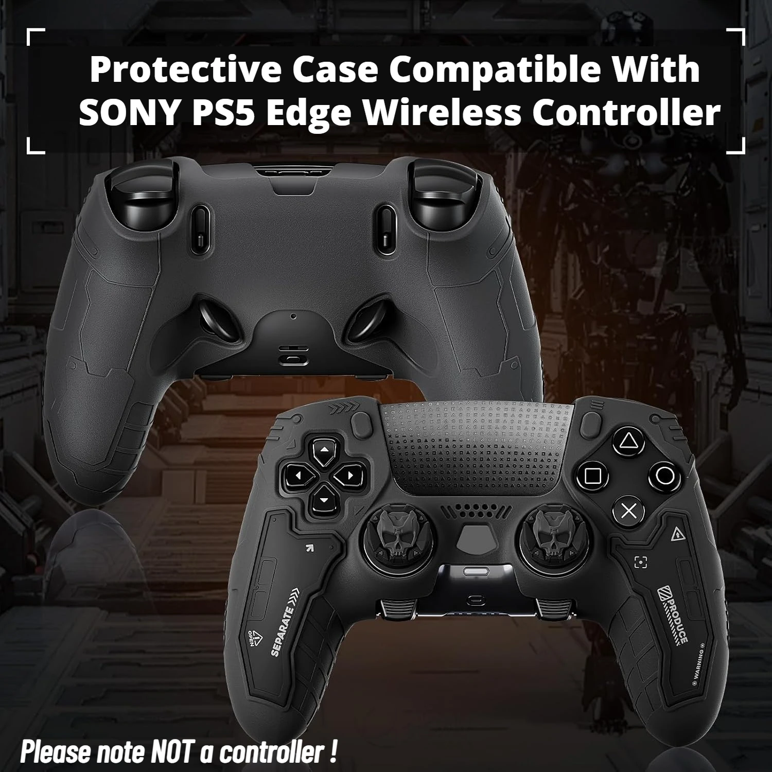 GesTac Tactical PS5 Edge Silicone Protective Cover Skin Case for Playstation 5 Edge Wireless Controller + Thumb Grips + Sticker