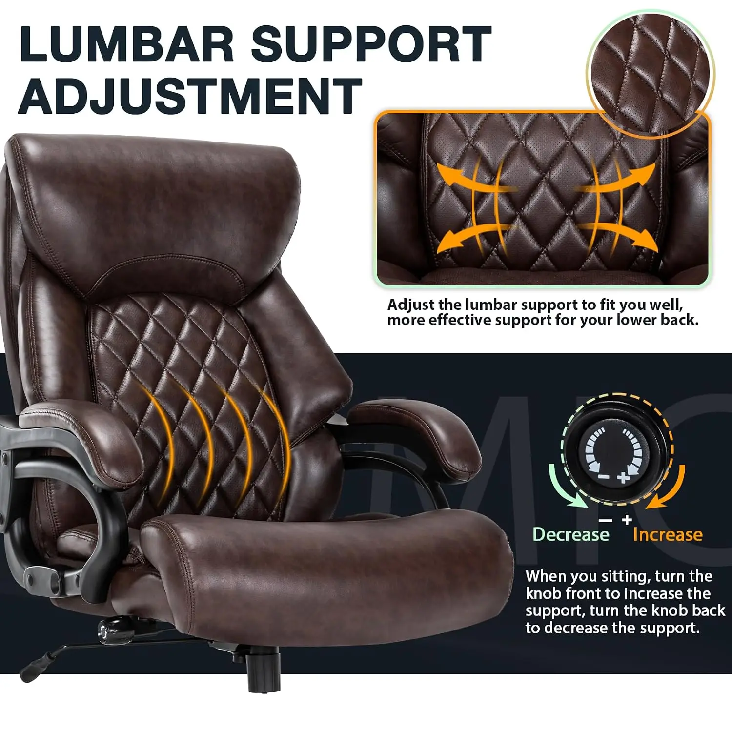 Big & Tall Office Chair 500LBS Heavy Duty Extra Wide Ergonomic Desk Chair Adjustable Lumbar Support Home Office, Customized