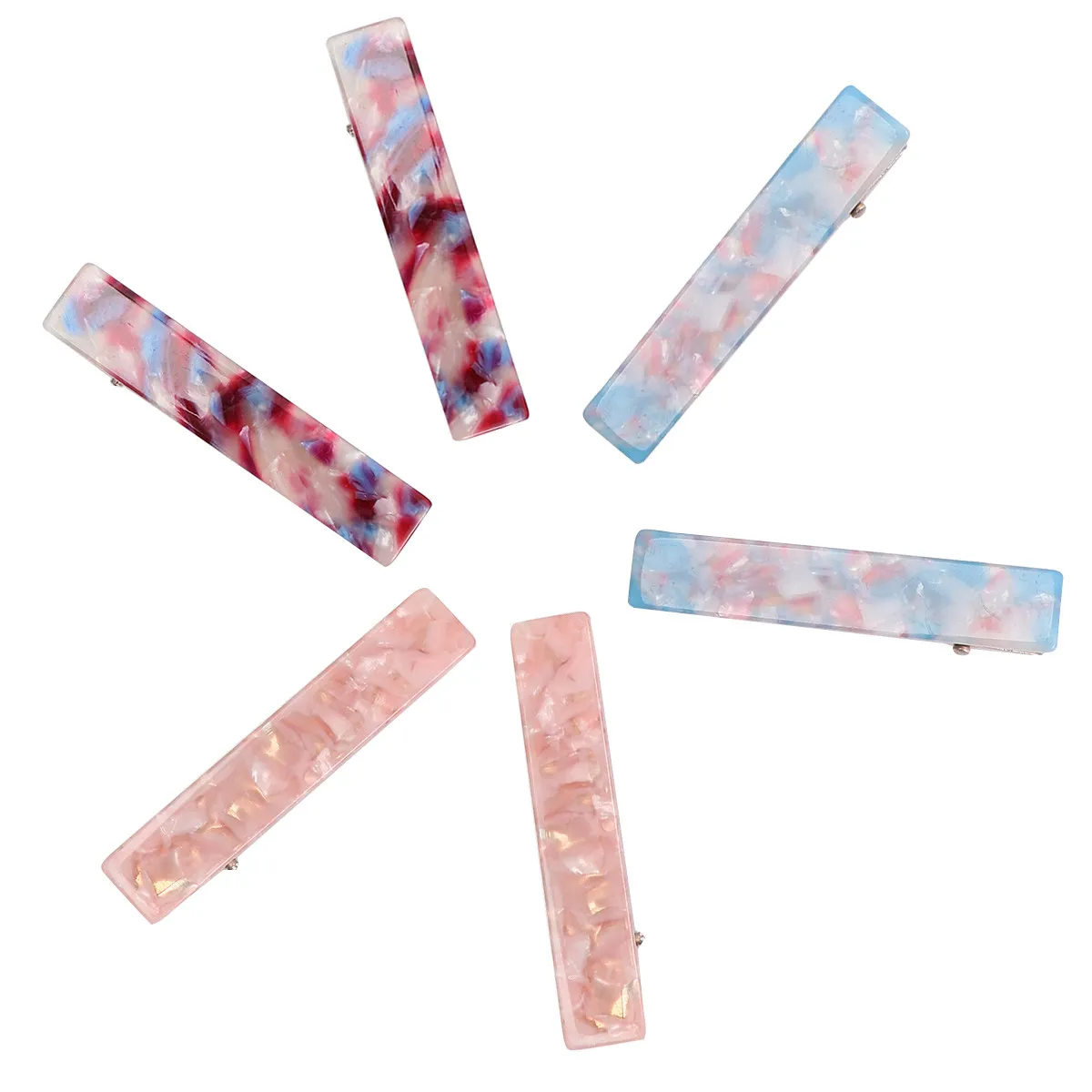 

6Pcs Marble Style Hair Clips Women Exquisite Craftsmanship Hairpins Trendy Elegant Barrettes for Party Meeting Wedding Daily