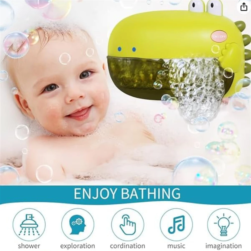 Dinosaur Bath Toys,Toddler Bath Automatic Bubble Machine,Fountain Bathtub Toys,Toddler Baby Happy Companion Bath Holiday Gift