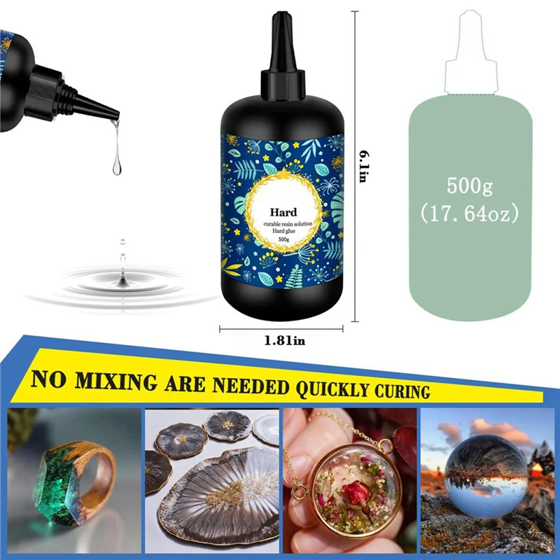 

ABFA 4X UV Resin 500G Transparent Ultraviolet Curing Clear Hard Type Resin, Solar Cure Resin For DIY UV Resin Jewelry Making