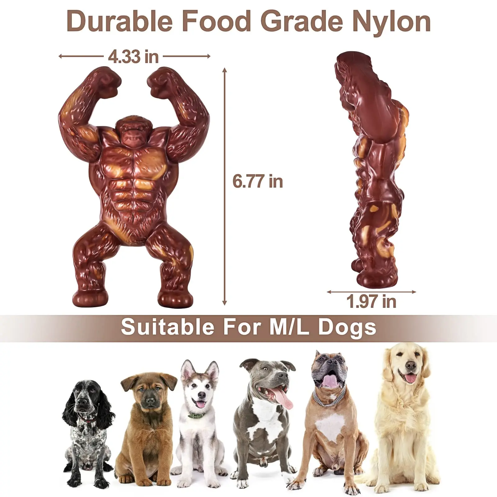 Dog Chew Toys Nylon Orangutan Teething Gnawing Beef Flavour Chew Resistant Easy To Clean Interactive Dog Toys