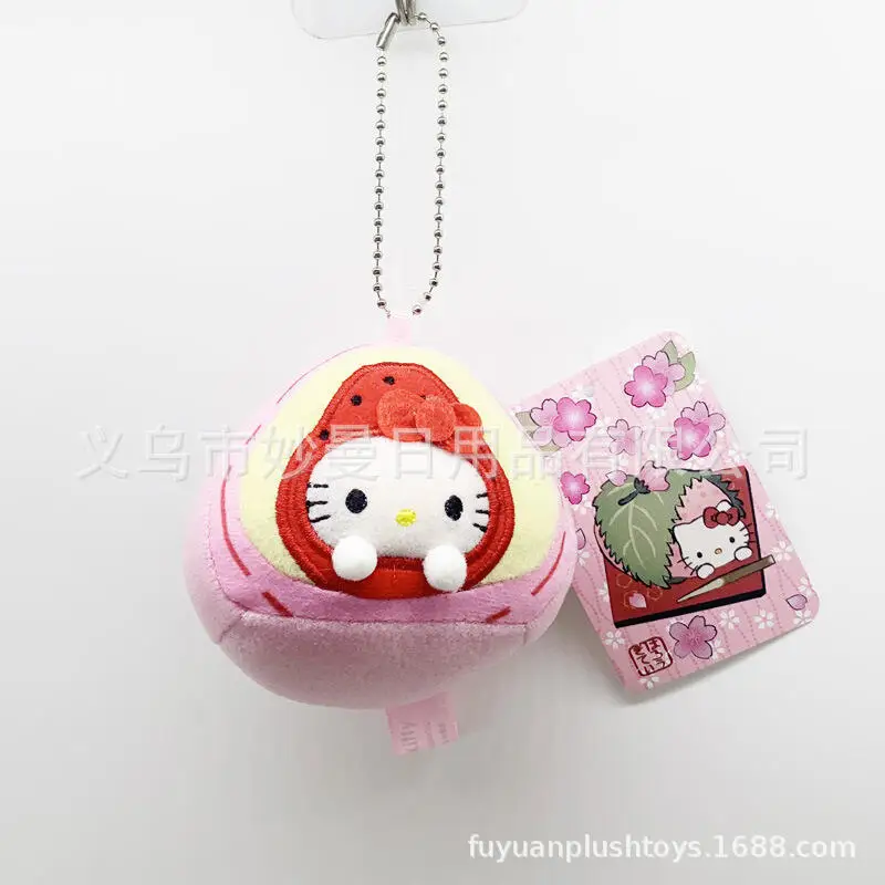 

Милый винтажный плюшевый брелок Hello Kitty в виде клубничного дайфуку, подвеска для сумки Sanrio, мультяшный кулон, оригинальный подарок для девочек