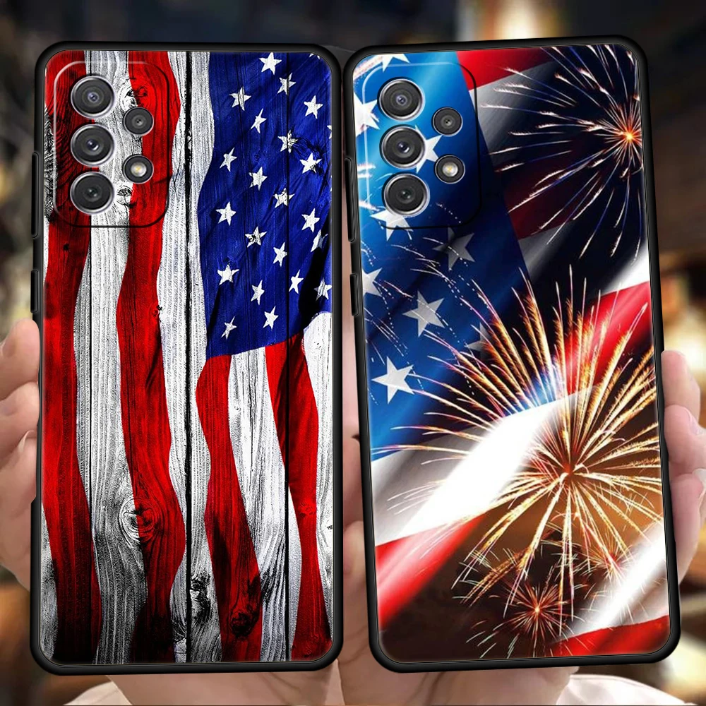 American United States Flag Phone Case for Samsung Galaxy A14 A54 A34 A51 A71 A72 A32 A52 A52S A01 A11 A21S A31 A41 5G TPU Shell