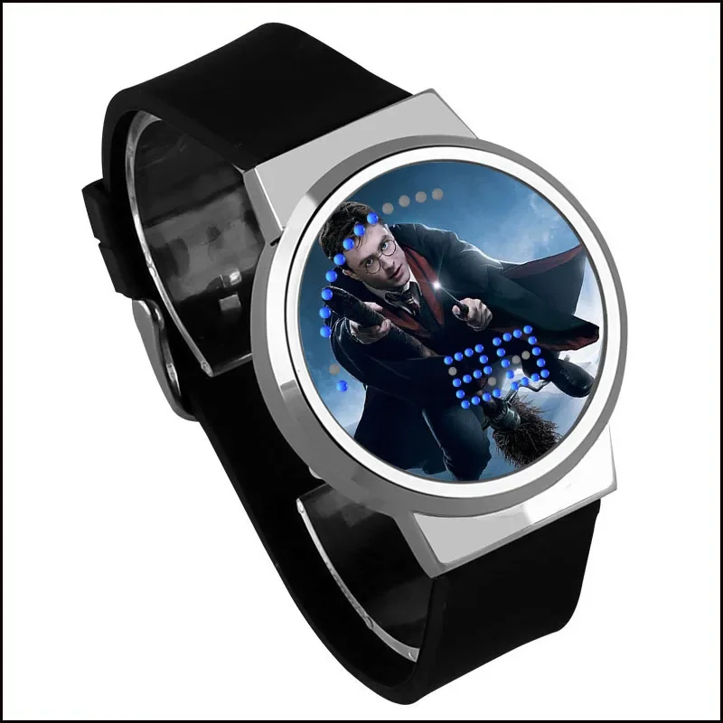 hot Harriese Magician Boy Electronic Watch Magic Stick Deathly Hallows Potter Gryffindor Waterproof Touch LED Watch Gift