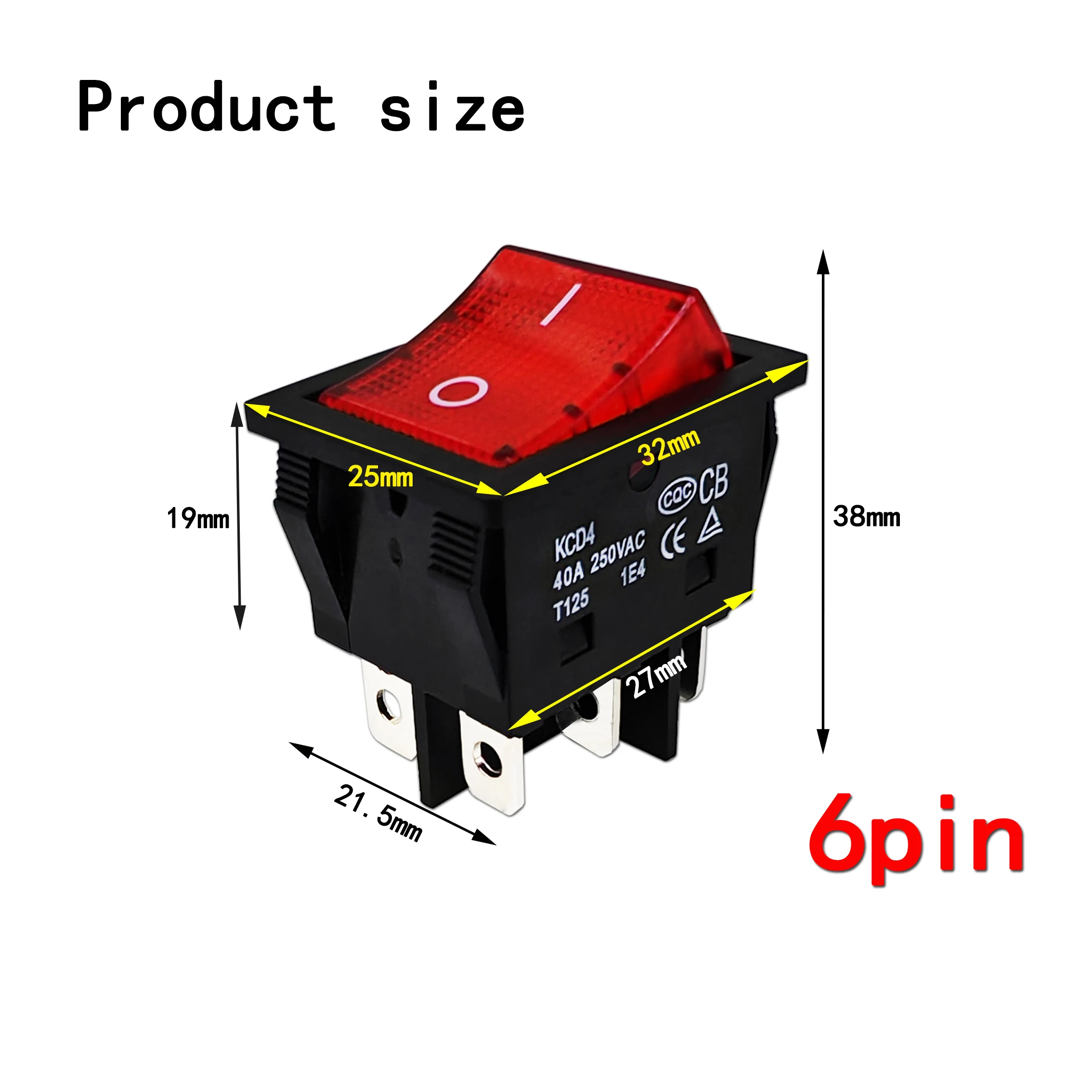 5 PCS 30/40A 250V AC High Current,ON/OFF,Special For Eelding Machine KCD4,Sterling Silver Point,Rocker Power Button Switche