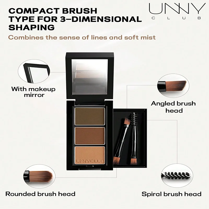 Paleta de polvos para cejas mate, gradación y contorno naturales, resistente al agua y al sudor, con espejo y 2 pinceles