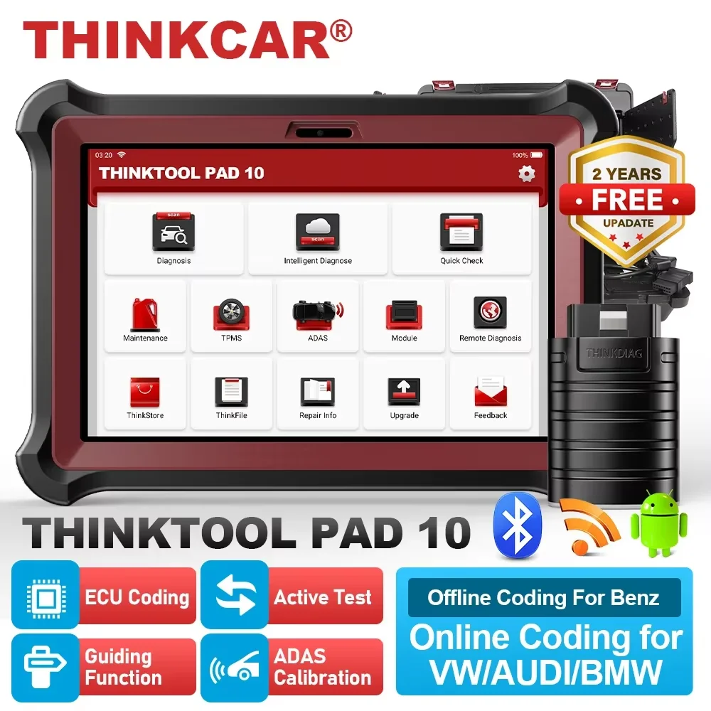 

THINKCAR ThinkTool Pad10 Автомобильный OBD2 двунаправленный диагностический сканер TPMS Программирование Кодирование ЭБУ 34 + Сброс Калибровка услуг