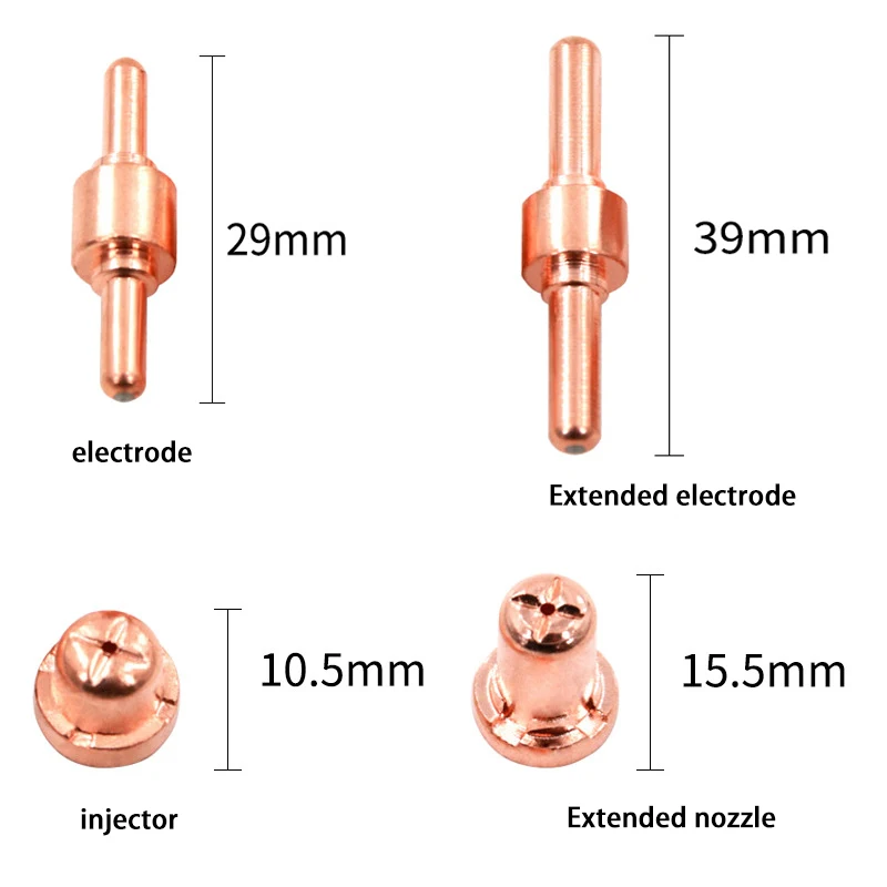 4PC 40A/PT-31 Plasma Cutting Nozzle Electrode Nozzle Protective Cover Tip Extended Nozzle Plasma Cutting Machine Accessory