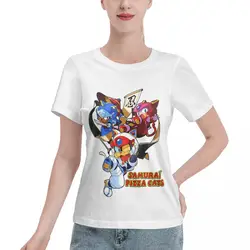 Modern Samurai Pizza Cats Samurai Cats Retro I Women's Basic Short Sleeve T-Shirt Tees Novelty Top quality Home Funny Novelty