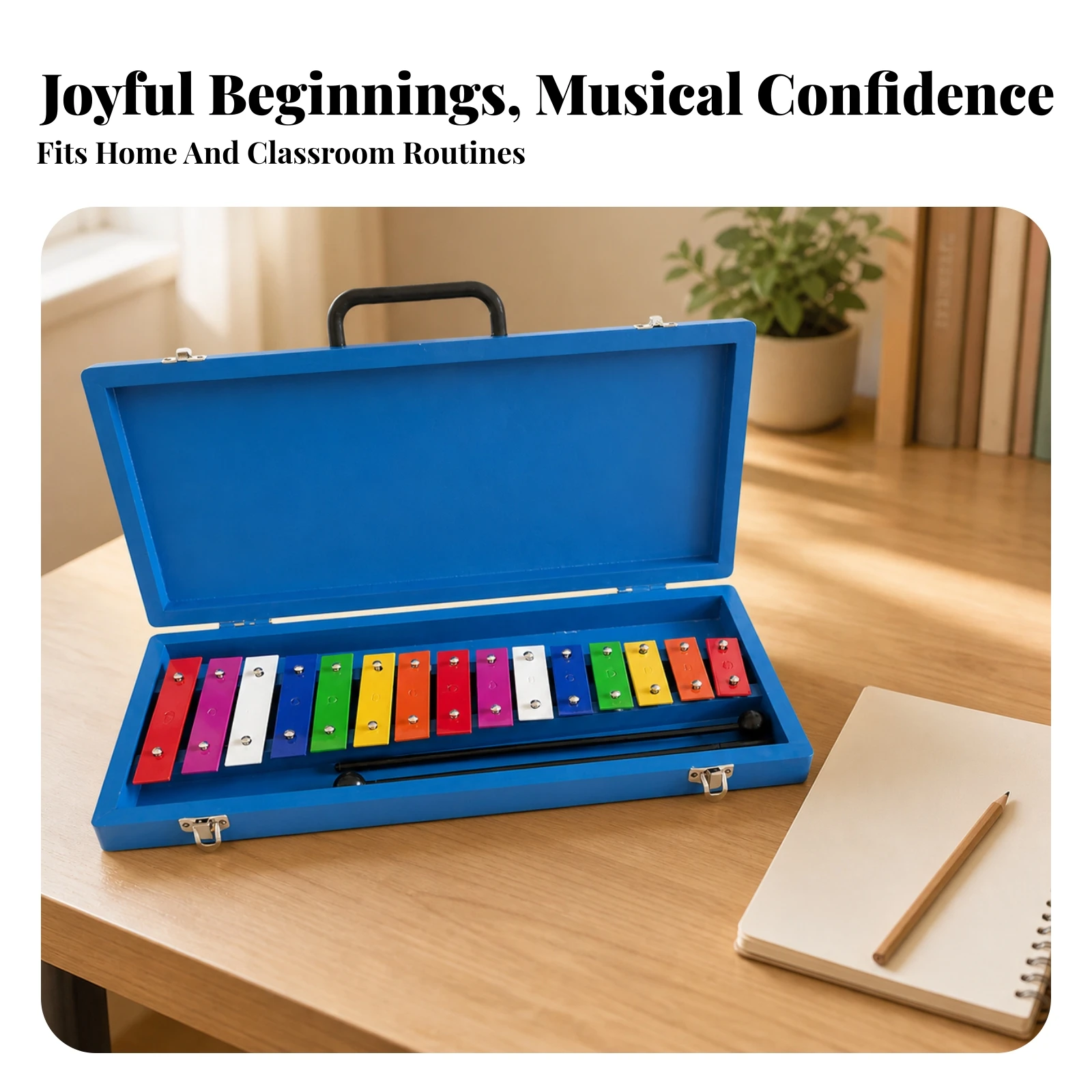 Glockenspiel with Mallets 15-Note Glockenspiel Xylophone with Mallets Beginner-Friendly Xylophone Classroom-Ready for Beginners