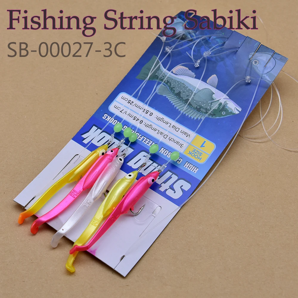 Mrlurion 20bags artificial Eel Sabiki Rigs, String Hooks Lure Bait,Squid Mackerel Beltfish Scad Saltwater Fishing lure hooks
