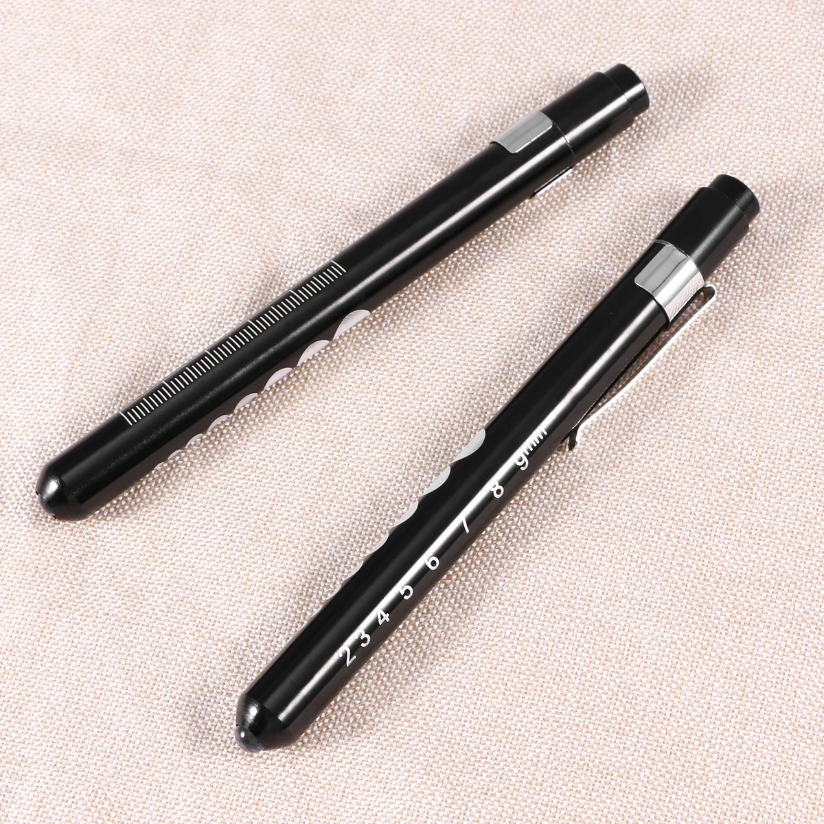 

2pcs Led Light With Pupil Gauge Medical Aluminum Body For Nurses Doctors Neuro Assessment Tool Medical Pen Light Black