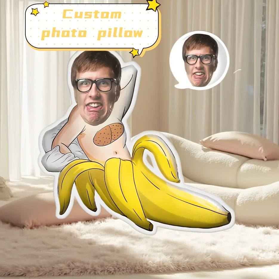 1pc - Custom Funny Banana Face Pillow - Personalized Photo, Hilarious Prank Gift for Valentine'S Day, Mother'S Day, Birthday, Fa