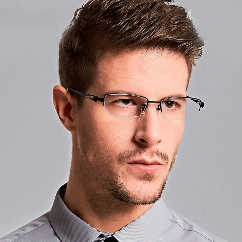 

Men Business Opticas Glasses 100% Titanium Half Frame Spectacles Prescription Reading Myopia Oculos Eyewear Eyeglasses