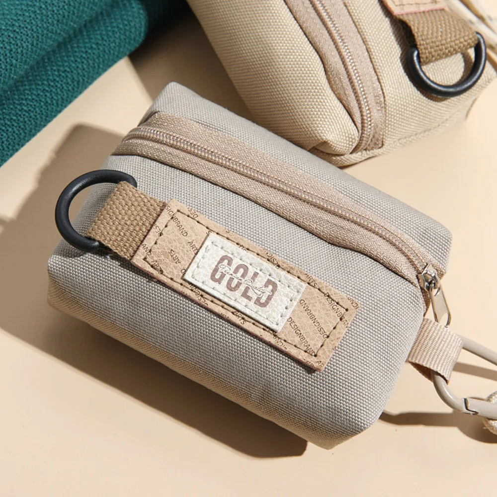 Fashion Canvas Coin Purse Zipper Key Chain Earphone Pocket Portable Hanging Storage Bag Student