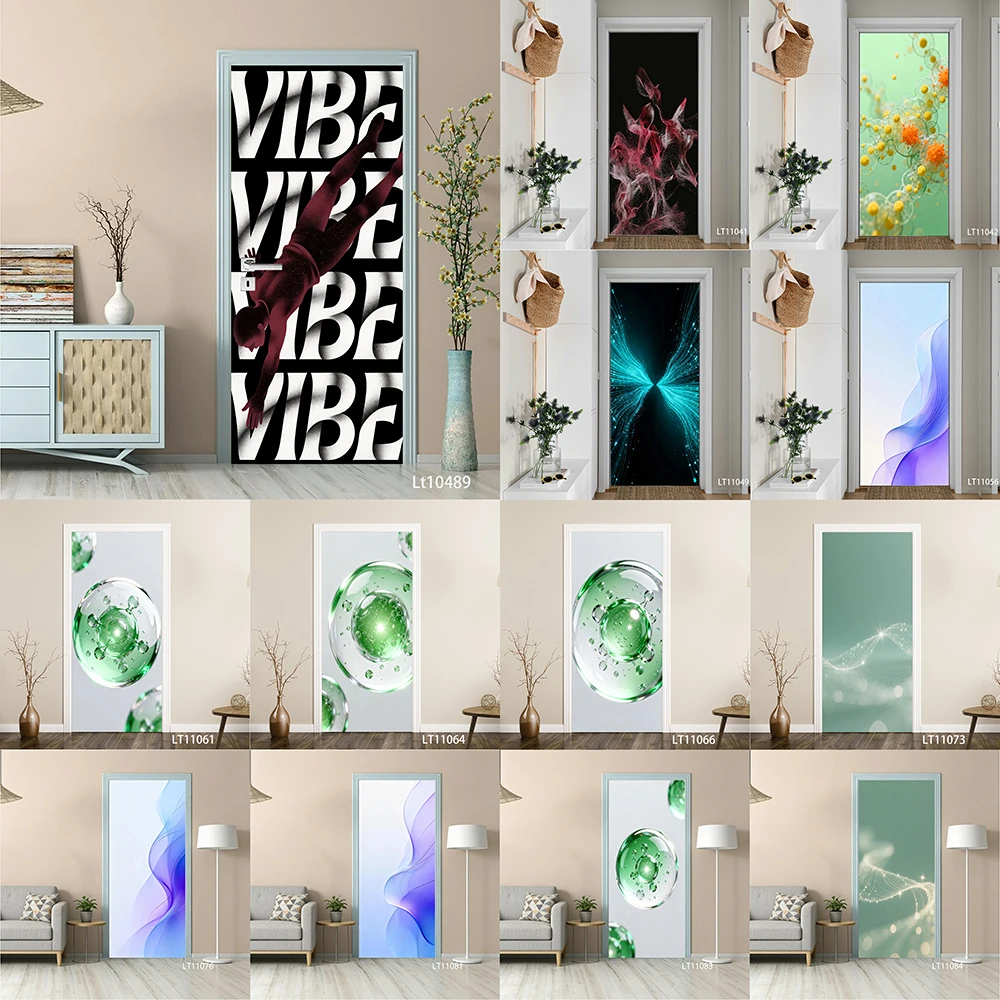 

Gradient Abstract Door Sticker, Removable Peel and Stick Self Adhesive Wallpaper, Minimalist Mural for Home Decor